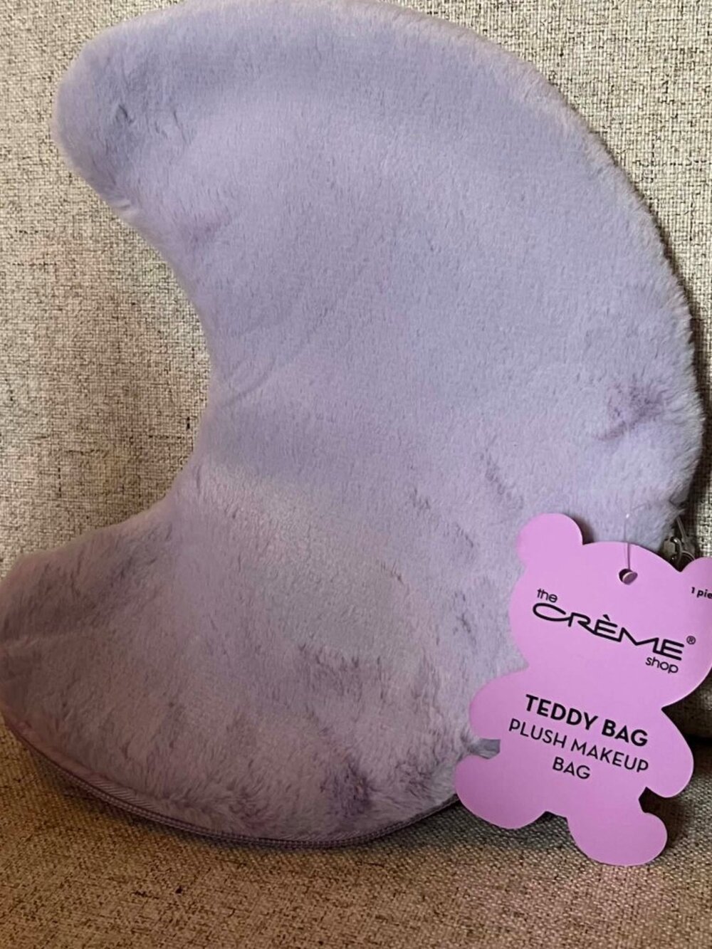 The Creme Shop Teddy Bag Makeup Pouch "Over the Moon" Lavender Plush